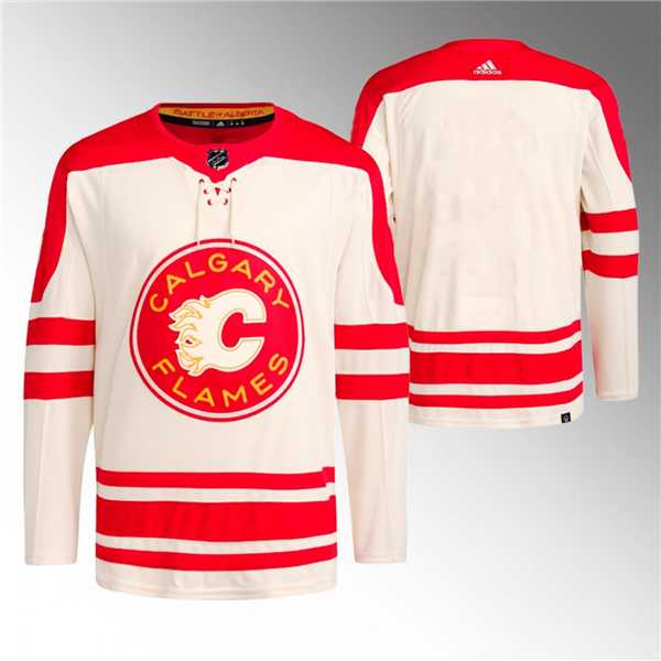 Men's Calgary Flames Blank 2023 Cream Classic Primegreen Stitched Jersey Dzhi